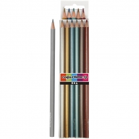 Colortime Farveblyanter, L: 17,45 cm, mine 3 mm, metallicfarver, 6 stk./ 1 pk.