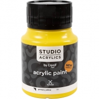 Creall Studio Akrylmaling, halvdækkende, primary yellow (06), 500ml/ 1 fl.