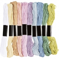 Broderigarn, tykkelse 1 mm, pastelfarver, 10x8 m/ 1 pk.