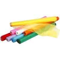 Organza stof, B: 50 cm, ass. farver, 8x10m/ 1 pk.
