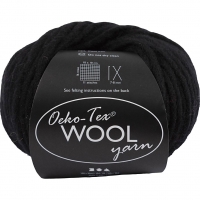 Uldgarn, L: 50 M, pind 8-9, sort, 50 g/ 1 ngl.