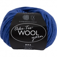 Uldgarn, L: 50 M, pind 8-9, bl&aring;, 50 g/ 1 ngl.