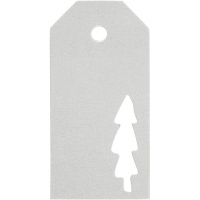 Manilamærker, Juletræ, str. 5x10 cm, 300 g, sølv, 15 stk./ 1 pk.