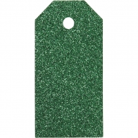 Manilamærker, str. 5x10 cm, glitter, 300 g, grøn, 15 stk./ 1 pk.