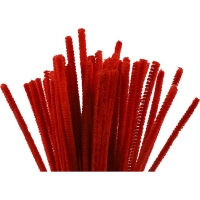 Chenille, L: 30 cm, tykkelse 6 mm, rød, 50stk./ 1 pk.