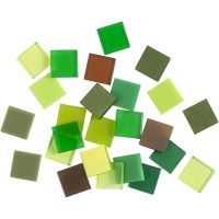 Minimosaik, str. 10x10 mm, tykkelse 2 mm, grøn glitter, 25g/ 1 pk.