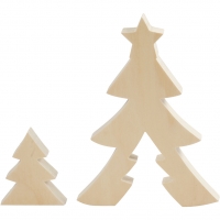 2i1 figur, juletræer, H: 8+20 cm, D: 2 cm, B: 6,5+14,5 cm, 1sæt/ 1 sæt
