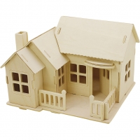 3D Konstruktionsfigur, Hus med terrasse, str. 19x17,5x15 , 1stk./ 1 stk.