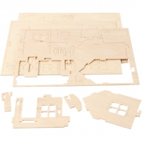 3D Konstruktionsfigur, Hus med terrasse, str. 19x17,5x15 , 1 stk.