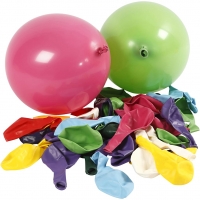Balloner, runde, diam. 23 cm, ass. farver, 100stk./ 1 pk.