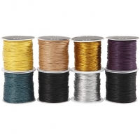 Bomuldssnor, tykkelse 1 mm, ass. farver, 8x40 m/ 1 pk.