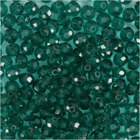 Facetperler, str. 3x4 mm, hulstr. 0,8 mm, smaragdgrøn, 100stk./ 1 pk.