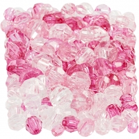 Harmoni Facetperlemix, str. 4-12 mm, hulstr. 1-2,5 mm, pink (081), 250g/ 1 pk.