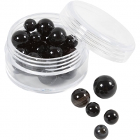 Agat stenperler, diam. 6+8+10 mm, hulstr. 0,9-1 mm, sort, 28 stk./ 1 pk.