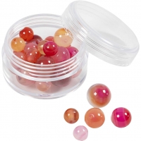 Agat stenperler, diam. 6+8+10 mm, hulstr. 0,9-1 mm, beige, rosa, 28 stk./ 1 pk.