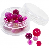 Agat stenperler, diam. 6+8+10 mm, hulstr. 0,9-1 mm, pink, 28 stk./ 1 pk.