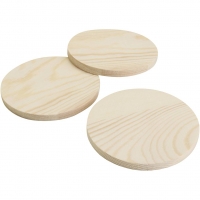 Coasters/glasbrikker i træ, H: 8 mm, diam. 9 cm, 12x5stk./ 1 pk.