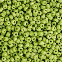 Rocaiperler, diam. 3 mm, str. 8/0, hulstr. 0,6-1,0 mm, limegrøn, 25g/ 1 pk.