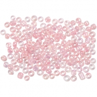 Rocaiperler, diam. 3 mm, str. 8/0, hulstr. 0,6-1,0 mm, pink kerne, 500g/ 1 pk.