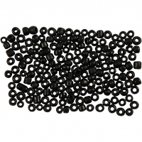 Rocaiperler, diam. 3 mm, str. 8/0, hulstr. 0,6-1,0 mm, sort frost, 500g/ 1 pk.