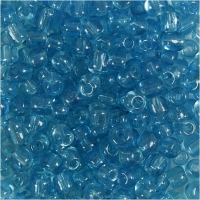 Rocaiperler, diam. 4 mm, str. 6/0 , hulstr. 0,9-1,2 mm, turkis klar, 25g/ 1 pk.