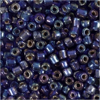 Rocaiperler, diam. 4 mm, str. 6/0 , hulstr. 0,9-1,2 mm, blå olie, 25g/ 1 pk.