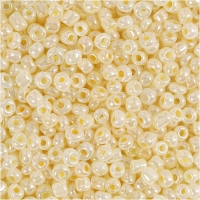 Rocaiperler, diam. 3 mm, str. 8/0 , hulstr. 0,6-1,0 mm, elfenben, 25g/ 1 pk.