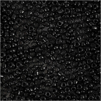 Rocaiperler, diam. 2 mm, str. 12/0 , hulstr. 0,8 mm, sort, 25g/ 1 pk.