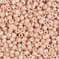 Rocaiperler, diam. 3 mm, str. 8/0 , hulstr. 0,6-1,0 mm, støvet rosa, 25g/ 1 pk.