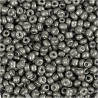 Rocaiperler, diam. 3 mm, str. 8/0 , hulstr. 0,6-1,0 mm, grå, 25g/ 1 pk.