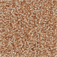 Rocaiperler, diam. 1,7 mm, str. 15/0 , hulstr. 0,5-0,8 mm, fersken, 25g/ 1 pk.