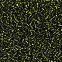 Rocaiperler, diam. 1,7 mm, str. 15/0, hulstr. 0,5-0,8 mm, græsgrøn, 25 g/ 1 pk.