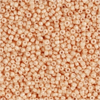 Rocaiperler, diam. 1,7 mm, str. 15/0 , hulstr. 0,5-0,8 mm, lys fersken, 25g/ 1 pk.