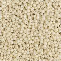 Rocaiperler, diam. 1,7 mm, str. 15/0 , hulstr. 0,5-0,8 mm, off white, 25g/ 1 pk.