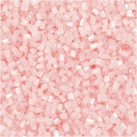 Rocaiperler 2-cut, diam. 1,7 mm, str. 15/0 , hulstr. 0,5 mm, transparent rosa, 25g/ 1 pk.