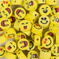 Figurperler, Smiley, diam. 10 mm, hulstr. 1,5 mm, 200stk./ 1 pk.