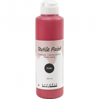 Tekstilmaling, perlemor, d&aelig;kkende, r&oslash;d, 250 ml/ 1 fl.