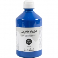 Tekstilmaling, halvd&aelig;kkende, prim&aelig;r bl&aring;, 500 ml/ 1 fl.