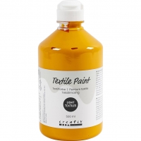 Tekstilmaling, halvd&aelig;kkende, sennepsgul, 500 ml/ 1 fl.