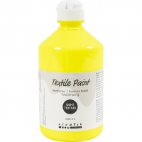 Tekstilmaling, halvd&aelig;kkende, neon gul, 500 ml/ 1 fl.