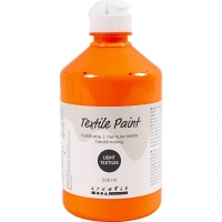 Tekstilmaling, halvd&aelig;kkende, neon orange, 500 ml/ 1 fl.