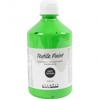 Tekstilmaling, halvd&aelig;kkende, neon gr&oslash;n, 500 ml/ 1 fl.