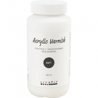 Akryl Slutfernis, mat, transparent, hvid, 450 ml/ 1 fl.