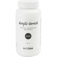 Akryl Slutfernis, blank, transparent, hvid, 450 ml/ 1 fl.