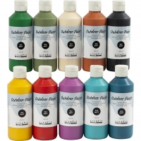 Udend&oslash;rsmaling, silkemat, ass. farver, 10x250 ml/ 1 pk.