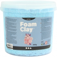 Foam Clay®, glitter, lyseblå, 560g/ 1 spand