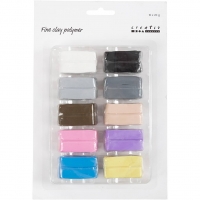 Fine Clay Polymer, pastelfarver, 10x20g/ 1 pk.