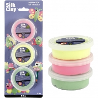Silk Clay&reg;, lys gr&oslash;n, neon pink, neon gul, 3x14 g/ 1 pk.