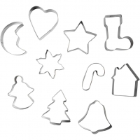 Udstiksforme, Julemotiver, str. 3-5,7 cm, 10 stk./ 1 pk.