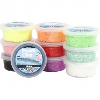 Foam Clay®, glitter, ass. farver, 10x35g/ 1 pk.